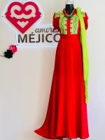 VESTIDO BORDADO CHENTEÑO ROJO T-M - Imagen 2
