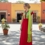 VESTIDO BORDADO CHENTEÑO ROJO T-M