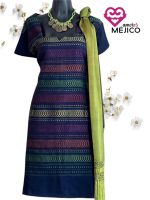 VESTIDO DE TELAR LONDRA AZUL T-EXG