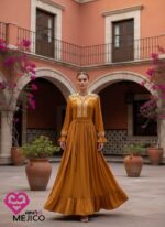 VESTIDO BORDADO CHENTEÑO MOSTAZA T-M