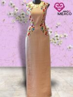 VESTIDO RAFAELA DE TELAR  BEIGE T-28 - Imagen 2