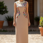 VESTIDO RAFAELA DE TELAR  BEIGE T-28