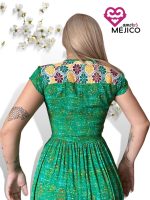 VESTIDO BORDADO CHENTEÑO VERDE T-M - Imagen 3