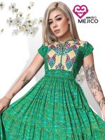 VESTIDO BORDADO CHENTEÑO VERDE T-M - Imagen 2