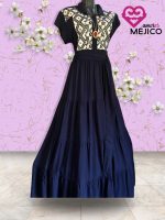 VESTIDO CHENTEÑO AZUL MARINO LISO T-EG