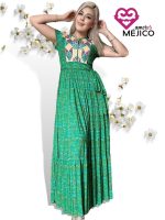 VESTIDO BORDADO CHENTEÑO VERDE T-M