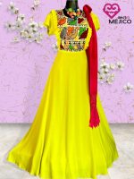 VESTIDO BORDADO CHENTEÑO AMARILLO T-CH