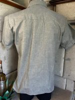 GUAYABERA BORDADA GRIS MANGA CORTA T-36 - Imagen 3