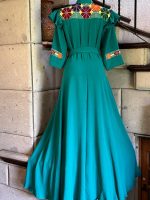 VESTIDO BORDADO CHENTEÑO VERDE JADE T-G - Imagen 3
