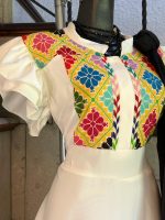 VESTIDO BORDADO CHENTEÑO BLANCO T-M - Imagen 2