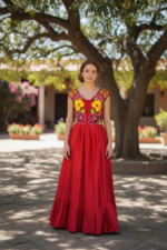 VESTIDO NIZA ROJO SATIN T-32