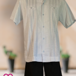 GUAYABERA DE LINO GRIS MANGA CORTA T- 36,40