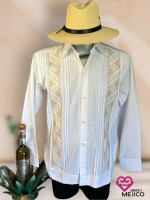 GUAYABERA BORDADA BLANCA MANGA LARGA T-36