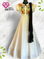 VESTIDO BORDADO CHENTEÑO BLANCO T-M