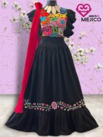 VESTIDO XÓCHITL DE MANTA NEGRO T-G