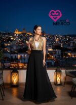 VESTIDO LLUVIA NEGRO/DORADO T-M