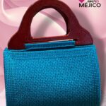 BOLSA TEJIDA AZUL TURQUESA