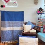COLCHA ARTESANAL QUEEN  AZUL/GRIS
