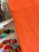 COLCHA ARTESANAL MATRIMONIAL NARANJA - Imagen 2