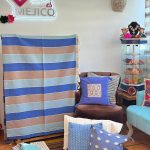 COLCHA ARTESANAL KING AZUL/CAFE