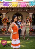 VESTIDO KATIA NARANJA/BLANCO T-UNITALLA