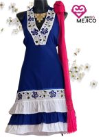 VESTIDO KATIA AZUL/BLANCO T-UNITALLA - Imagen 2