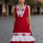 VESTIDO KATIA ROJO/BLANCO T-UNITALLA