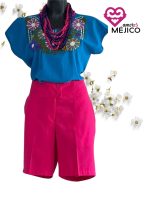 HUIPIL CORTO AZUL T-G