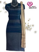 VESTIDO DE TELAR LONDRA AZUL PETROLEO T-CH - Imagen 2