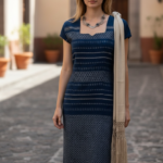VESTIDO DE TELAR LONDRA AZUL PETROLEO T-CH
