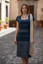 VESTIDO DE TELAR LONDRA AZUL PETROLEO T-CH