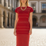 VESTIDO DE TELAR LONDRA ROJO T-XCH