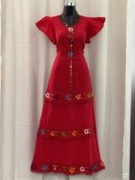 VESTIDO NOEMI ROJO DE MANTA - Imagen 3