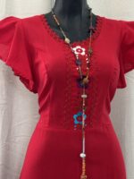 VESTIDO NOEMI ROJO DE MANTA - Imagen 2