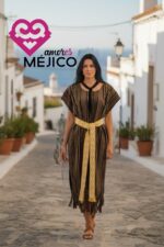 HUIPIL MAR C. CAMEL/NEGRO. UNITALLA