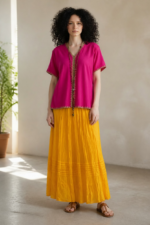 HUIPIL DE ALGODÓN C, FUCSIA T. UNITALLA